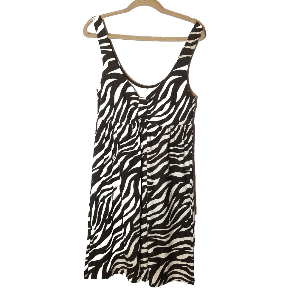 Athena Pick Your Fit Zebra Print Dress Cover‎ Up Stretch Sleeveless Size Large